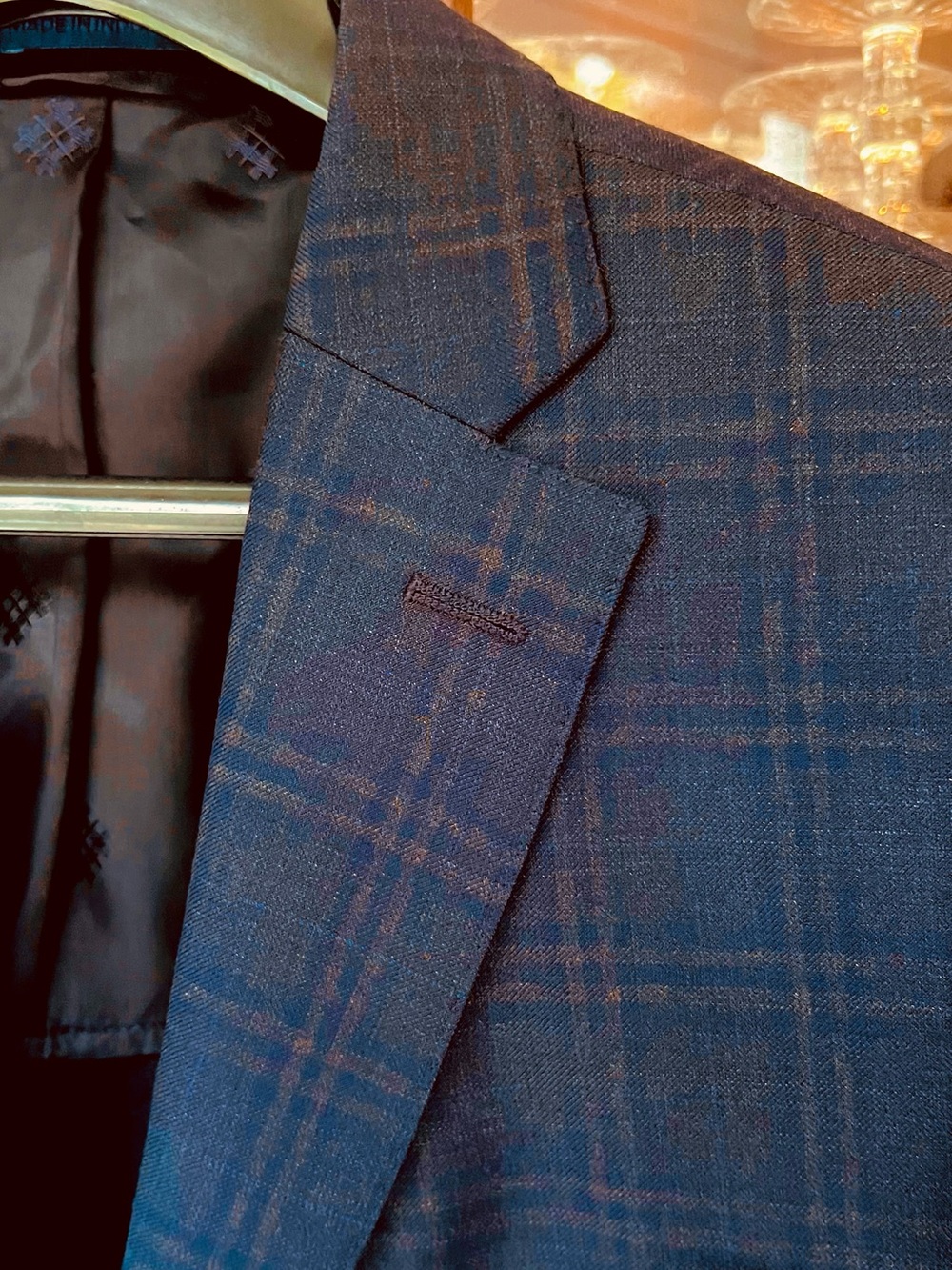 100% Wool , Ryan Seacrest Distinction Men's Navy Plaid Sport Coat
